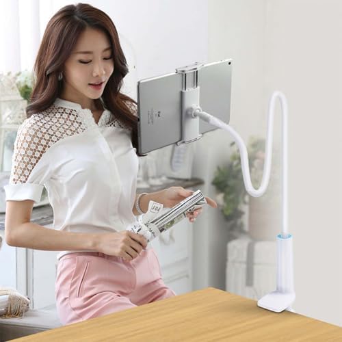 Phone Holder,gooseneck Phone Holder,360° Rotate Support Rod One-Hand Adjustable Cell Phone Holder,for Desk Headboard Nightstand. (White) – Enhanced Compatibility and Speed