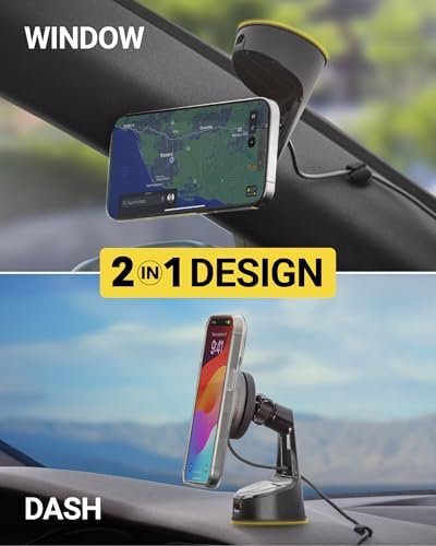 Scosche Qi2 Mag Safe Car Mount with 15 W Wireless Charging – Premium Magnetic Phone Holder for Dashboard & Windshield, Fast USB-C Charger Included, Compatible with i Phone 12-16 – Ultimate Convenience & Durability for Tech-Savvy Drivers