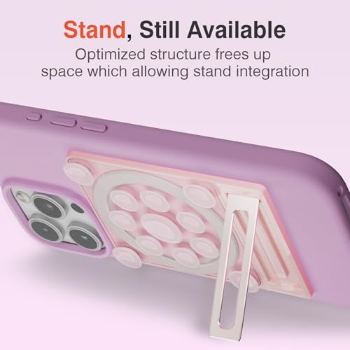 Revolutionary Suction Phone Case Adhesive Mount with Stand – Ultimate Mag Safe Compatible Smartphone Holder for Effortless Selfies & Videos, Strong Sticky Grip for i Phone & Android Users, Compact Hands-Free Accessory for Vlogging & Live Streaming (Black)