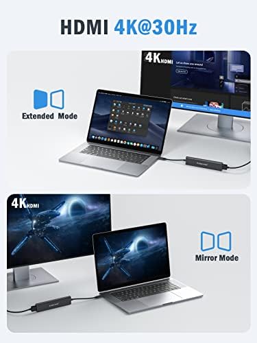 Lemorele 7-in-1 USB C Hub Adapter: Unleash Ultimate Connectivity with 4 K HDMI Output, 100 W Power Delivery, and High-Speed Data Transfers – Sleek Blue Multiport Dongle for Mac Book, Chromebook, Dell, HP & Lenovo Users Seeking Enhanced Performance and Style