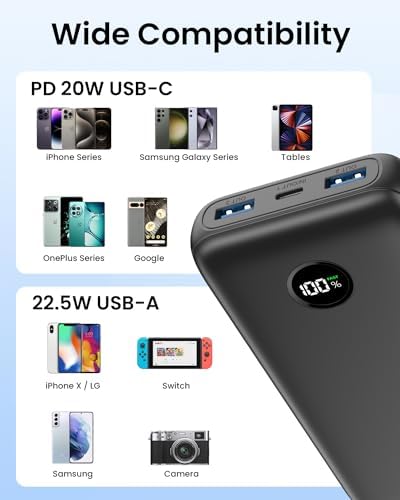 Ultra-High Capacity 27000 m Ah Portable Power Bank – Advanced USB-C 22.5 W PD QC4.0 Fast Charging with LED Display, Triple Output for i Phone, Samsung, i Pad & More – Ultimate Travel Companion for On-the-Go Charging Efficiency