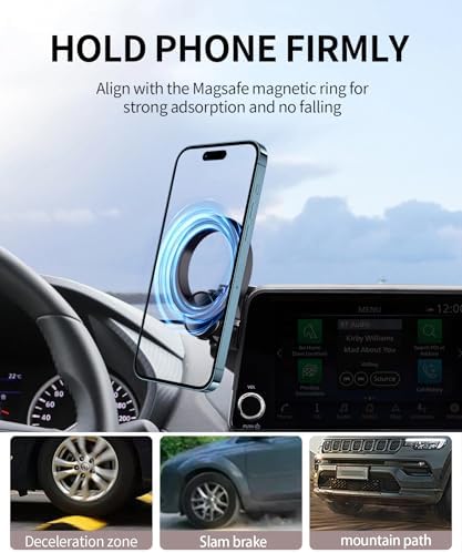 Maser Weller Enhanced Car Phone Holder for Nissan Rogue, Altima & Sentra (2021-2025) – Mag Safe Compatible 8-Inch Screen Mount with Fixed Clip Design for Ultimate Stability and 360° Viewing Freedom – Elevate Your Driving & Stay Focused on the Road