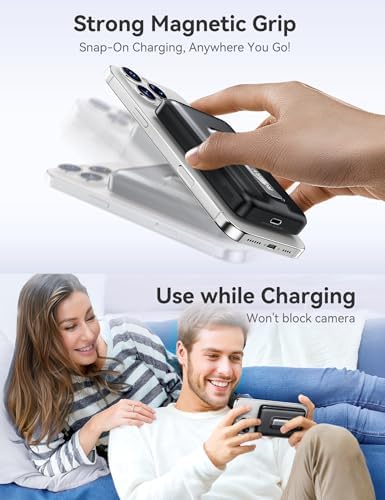 Mag Safe 10,000 m Ah Power Bank with Foldable Stand – RORRY Qi2 Fast Charging Portable Charger for i Phone 16/15/14 – Magnetic Wireless Charging, 20 W Output, Sleek Design for On-the-Go Convenience