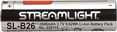 Streamlight 22104 SL-B26 USB Rechargeable Lithium Ion Battery Pack for X Series Dual Fuel Flashlights – 2600 m Ah Power, Extended Runtime, Eco-Friendly Convenience, 2-Pack Solution for Ultimate Reliability