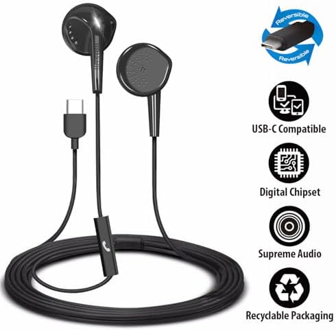 Maxell USB-C Wired Earbuds with Microphone – Ergonomically Designed for Ultimate Comfort and Superior Audio Performance | Compatible with All USB-C Devices, Perfect for Music Aficionados and Professionals | Tangle-Free Cable for Hassle-Free Use and Crystal-Clear Communication