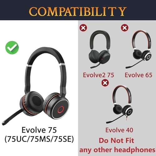 Upgrade Your Audio Experience with SOULWIT Cooling Gel Earpads for Jabra Evolve 75 – High-Density Noise Isolation Foam Cushions for Ultimate Comfort and Enhanced Sound Quality – Elegant Black Gold Design – Perfect Replacement for Wireless Headset Accessories