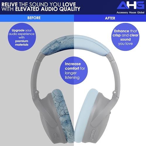 Ultimate Comfort Upgrade Kit: Premium Replacement Ear Pads & Headband Cushions for Bose Quiet Comfort 2023 Models (QC45, QCSE, QC35 II) – Easy DIY Installation in Elegant White Smoke for Superior Sound Quality and Long-lasting Durability