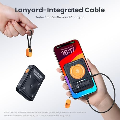 Magnetic 5-in-1 Power Bank with Built-in AC Plug – 10,000 m Ah Mag Safe Battery Pack for i Phone 16/15/14/13/12 Mini, Apple Watch & Air Pods – 22.5 W Fast Wired & 15 W Wireless Charging with 360° Rotating Stand – Effortless Convenience & Advanced Safety Features for On-the-Go Users