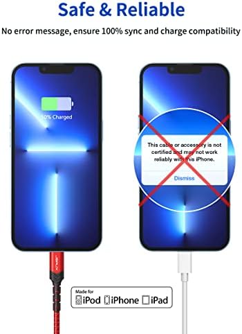 JSAUX Enhanced USB C to Lightning Cable 2-Pack – 6 FT Durable Charger for i Phone 14/13/12/11 Pro, MFi Certified Fast Charging Cord, Ideal for Home and Office Use, Sleek Blue Design for Stylish Connectivity