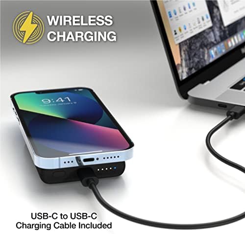 Scosche PBQ5 MS Go Bat 5,000 m Ah Fast Wireless Power Bank – Sleek Portable USB-C Charger for Mag Safe & USB-C Devices, Effortless Charging on the Go, Ideal for Travel and Daily Use