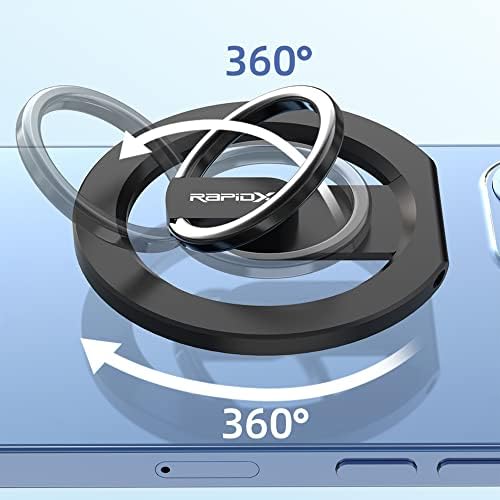Magnetic 2-in-1 Phone Grip & Kickstand – Rapid X Snapo for i Phone 12-15 Series – Lightweight Aluminum Holder with 360° Flexibility and Enhanced Compatibility – Perfect for Hands-Free Viewing in Multiple Colors