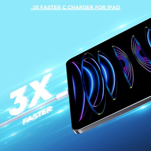 Ultra-Fast 6 FT USB-C to Type-C Charger Cable for i Phone 16/15 Pro Max – 20 W Power Adapter Included – Durable Woven Design for i Pad Pro/Air/Mini – Reliable Long Charging Solution for Maximum Efficiency and Convenience