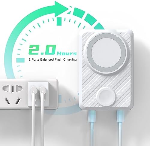 15000 m Ah Magnetic Wireless Power Bank – Fast USB-C Charger with 4 Ports, Visually Impaired-Friendly Beeper & App Tracking for i Phone 12-16 & Samsung Galaxy – Ideal for On-the-Go Charging & Enhanced Compatibility