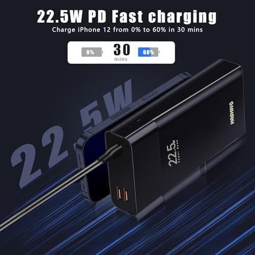 High-Capacity 20000 m Ah Power Bank with LED Display – Fast Charging Portable Charger Featuring QC 22.5 W & PD 20 W, 3 Outputs & Dual Inputs for i Phone, Samsung, i Pad & More – Ultimate Compatibility & Efficiency for On-the-Go Power Solutions