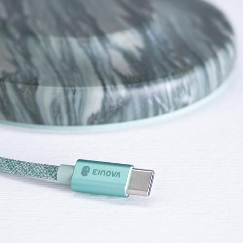 Elevate Your Charging Experience with the Einova Dual Classic Stone – Luxurious Wireless Charging Pad in Genuine Black Marquina Marble, Handcrafted in Italy, Featuring a 6 ft Integrated USB-C Cable for Fast Charging of Smartphones, Wireless Earbuds, and Smartwatches – Unmatched Aesthetics and Broad Compatibility for Qi-Enabled Devices