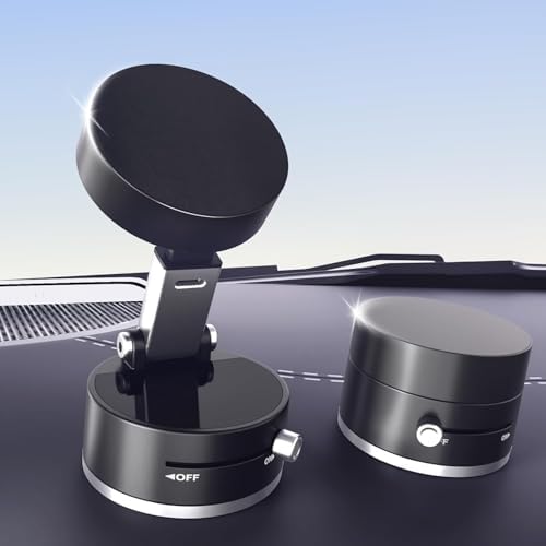 Magnetic Vacuum Suction Holder, Double-Sided Phone Holder with Suction Cup for Car/Mirror/Smooth Surface, Foldable and Retractable, Universal, Car Phone Mount. – Enhanced Compatibility and Speed