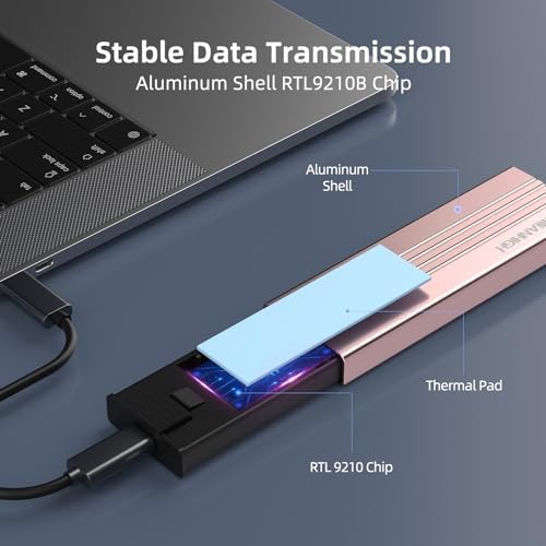 High-Speed M.2 NVMe SSD Enclosure – Tool-Free USB 3.2 Gen 2 Adapter for 2242/2260/2280 Drives, Supports M & B&M Keys, Up to 8 TB Storage Capacity – Effortless External Solid State Drive Solution with Enhanced Data Transfer Speeds and Durability