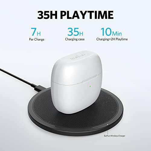 Elevate Your Audio Journey with Ear Fun Air True Wireless Earbuds – Bluetooth 5.0 Technology, 4 Microphones for Crystal-Clear Calls, IPX7 Waterproof Sweatshield for Active Lifestyles, Volume Control for Custom Sound, Fast USB-C & Wireless Charging, Deep Bass Sound Experience, 35 Hours of Playtime in Sleek White – Perfect for Music Lovers & Fitness Enthusiasts