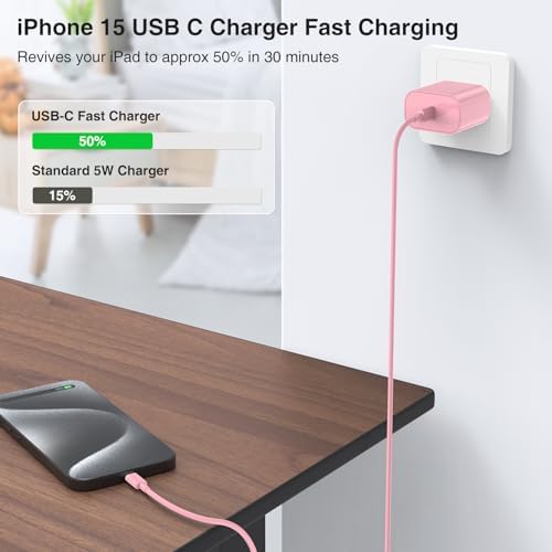 Elevate Your Charging Experience with the 20 W USB-C Power Adapter & 10 ft Type C Cable – Perfectly Engineered for i Phone 16/15, i Pad Pro, and Air Pods – Compact Wall Charger for Accelerated Power Delivery and Unmatched Portability – Superior Charging Speed for All Your Apple Devices on the Go