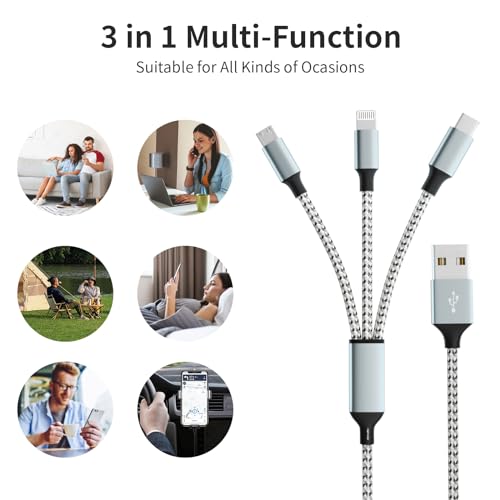240 W 4-in-1 USB C Charging Cable – 6 FT Multi-Device Power Solution with LED Indicator for i Phone 16/15/14 Pro, Mac, i Pad, Samsung S25/S24 – Fast Charging Compatibility, Durable Design for Home & Travel