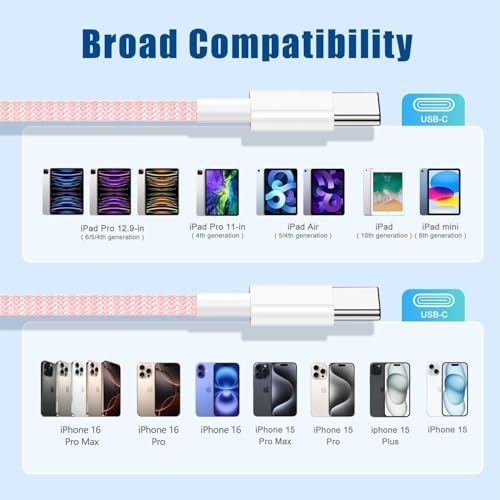 Ultra-Long 10 FT i Phone Fast Charger Cable – Type C to Lightning USB-C Cord for i Phone 16 Pro Max, 15 Series, i Pad & Mac Book Pro – Rapid Charging & Enhanced Durability for Seamless Connectivity