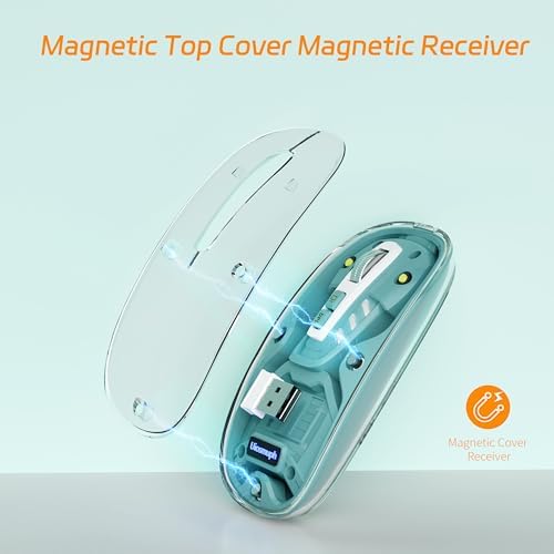 Experience Unmatched Versatility with the Uiosmuph Tri-Mode Bluetooth Mouse – Wireless, USB-C Rechargeable, and Quiet Click Design for Seamless Multi-Device Connectivity – Stylish Transparent Cover and Battery Level Indicator – Perfect for Laptops, Macs, and i Pads – Sleek Yellow Finish for Enhanced Productivity