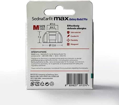 Upgrade Your Galaxy Buds 2 Pro with AZLA Sedna Earfit MAX Tips – Premium Silicone Earbud Replacement for Enhanced Noise Isolation, Comfort, and Performance – Samsung-Certified Ear Tips for Superior Sound Quality and Secure Fit