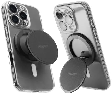 Enhance Your Smartphone Experience with Nillkin Mag Safe Phone Grip Ring Holder – Removable Magnetic Stand for i Phone 16/15/14/13/12 & Select Samsung Models – Black – Ultimate Grip Stability and Versatile 360-Degree Viewing Angle – Sleek Design, Easy Installation, and Residue-Free Removal
