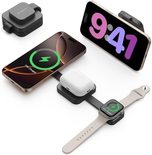 Advanced 3-in-1 Foldable Wireless Charging Station for i Phone 16 Pro Max – Mag Safe Compatible, High-Speed 20 W Charger for i Phone 16/15/14/12/11/X, Apple Watch Ultra/SE, and Air Pods – Enhanced Cooling Technology, Travel-Friendly Design, and Superior Compatibility
