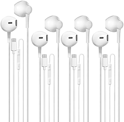Superior 4 Pack USB C Earbuds for i Phone 16/15 Pro Max & Galaxy S23/S22 – High-Fidelity Wired Headphones with Integrated Microphone and On-the-Fly Volume Control – Ergonomic In-Ear Design for Ultimate Comfort and Compatibility with i Pad Pro & Google Pixel Series – Exceptional Sound Quality for Music, Podcasts, and Hands-Free Calls