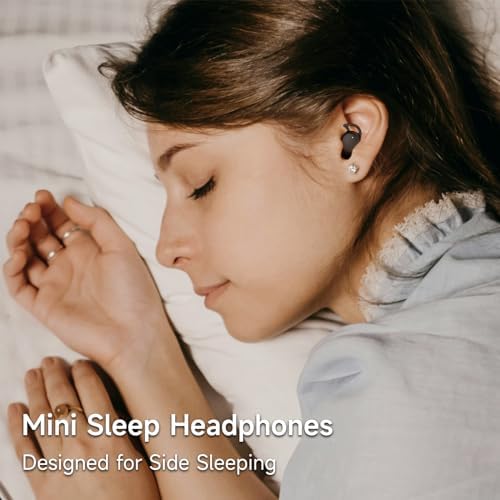 Revolutionize Your Rest with IFECCO Invisible Bluetooth Sleep Earbuds – Ergonomically Designed Wireless Headphones for Side Sleepers, IPX6 Waterproof for Versatile Use, Exceptional Noise-Cancellation for Deep Relaxation, Compatible with Multiple Devices (Black)