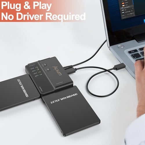 Maximize Your Data Management with the Alxum 3-in-1 USB C to SATA & IDE Adapter – High-Speed 5 Gbps Data Transfer, Effortless Hard Drive Cloning & Dual Drive Support for SATA III & IDE 133 HDD/SSD – Includes 12 V 2 A Power Adapter for Enhanced Performance and Compatibility