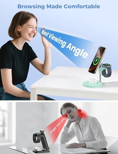 Effortless Power: Premium 3-in-1 Wireless Charging Station for Apple Devices – 15 W Mag Safe Fast Charger Compatible with i Phone 12-16 Pro, Apple Watch Series 2-7, and Air Pods Pro 2-4 – Stylish Black Design for Seamless Integration and Maximum Efficiency