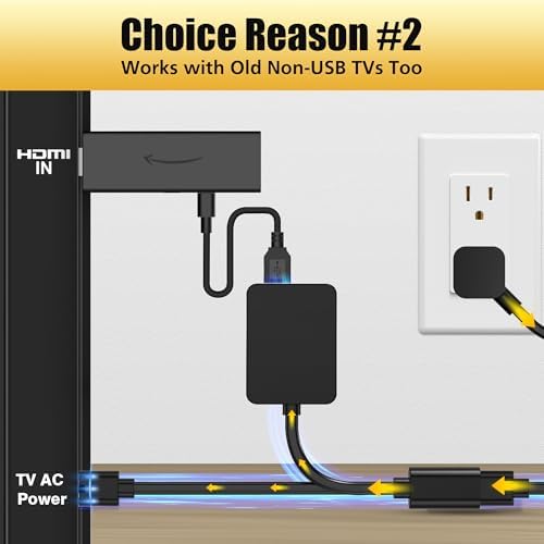 AGVEE 1.6 ft Dual USB Power Adapter for Streaming Devices | Efficient Charging Hub for Fire TV Stick, Roku, & Chromecast | Sleek Black Design for Organized Entertainment Spaces | High-Speed Dual Ports for LED Light Strips & Cable Management Solutions