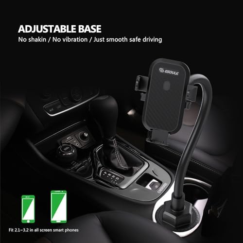 Esoulk Secure Grip 360° Rotating Car Phone Holder with Strong Suction Cup & Adjustable Long Arm – Universal Compatibility for i Phone, Samsung, Android & GPS – Enhanced Safety & Convenience for Drivers