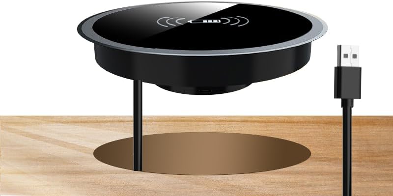 Seamless Embedded Wireless Charging Pad – Fast 15 W Desk Charger for All Qi-Compatible Devices, Perfect for i Phone 16/15/14/13/12/11/X & Samsung Galaxy S24/S23/S22/S21/S20 – Effortless Integration & Enhanced Safety Features