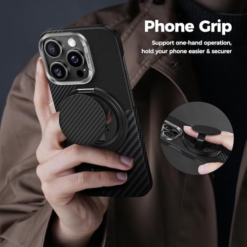 Revolutionize Your i Phone Experience with BENKS Armor Pop Magnetic Grip & Stand – 360° Rotatable Kevlar Phone Holder for Mag Safe, Perfectly Compatible with i Phone 16/15/14/13/12 Series, Ultimate Stability and Style for Everyday Use