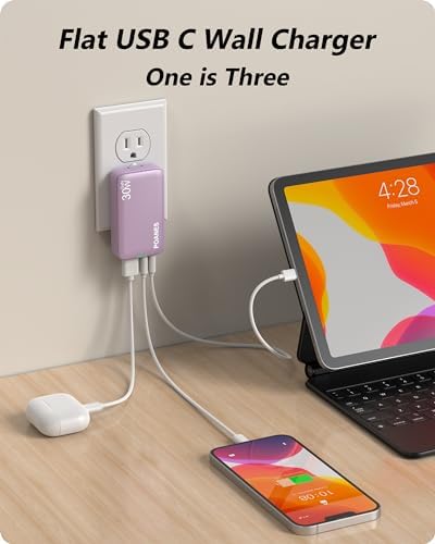 Sleek Light Blue 30 W Dual-Port USB Wall Charger – Ultra-Fast Charging for i Pad Pro, i Phone 12/14/15 & Galaxy S22 – Compact & Travel-Friendly Design with Advanced Safety Features for Effortless Connectivity