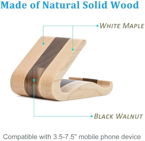 Wooden Cell Phone Stand, Stands for iPhone Universal Compatible with iPhone 15 14 Pro Max 13 12 Plus 11 se, Samsung S23 22, Moto G, LG Smartphone Holder for Desk Office (Maple and Walnut) – Enhanced Compatibility and Speed
