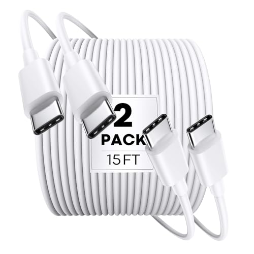 15 FT Premium USB C to USB C Fast Charging Cable – 60 W PD3.0 Compatible Charger for i Phone 16/15 Pro and Samsung S24/S25 – Extra Long TPE Design for Enhanced Durability and Flexibility – Ideal for i Pad Pro and More