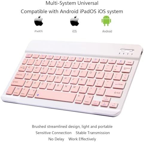 Portable Ultra-Slim Bluetooth Keyboard – Rechargeable Mini Wireless Typing Solution for i Pad, i Phone, Android Tablets and Smartphones – Enhanced Compatibility & Quick Response Keys – Perfect for On-the-Go Productivity