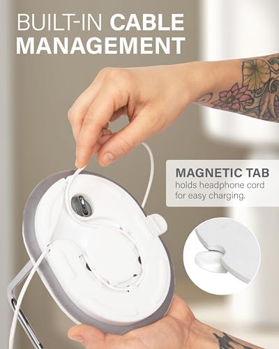 Sanus Sonos Ace Premium Headphone Stand – Stylish Silicone Cradle with Innovative Cable Management & Magnetic Charging Clip – Effortless Assembly for Over-Ear Headphone Protection – Sleek Black Design Enhancing Your Audio Space & Compatible with Multiple Models