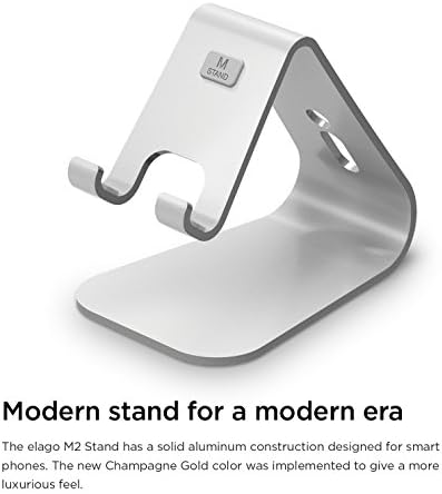 Enhance Your Smartphone Experience with the elago M2 Premium Aluminum Stand – Sleek Silver Ergonomic Design for Effortless Video Calls, Integrated Cable Management, and Universal Compatibility with i Phones and Galaxy Devices – Ideal for Streamlined Workspaces and Mobile Convenience