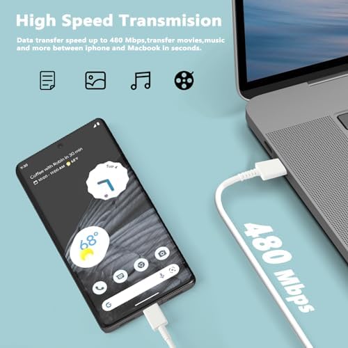 Power Up Your Google Pixel 9 Pro/XL & Samsung Galaxy A Series with a Dual 30 W USB-C Fast Charger – Includes 6.6 ft Cable for Unmatched Flexibility and Speed – Compact, Portable Design with Advanced Safety Features for Reliable Charging Anywhere