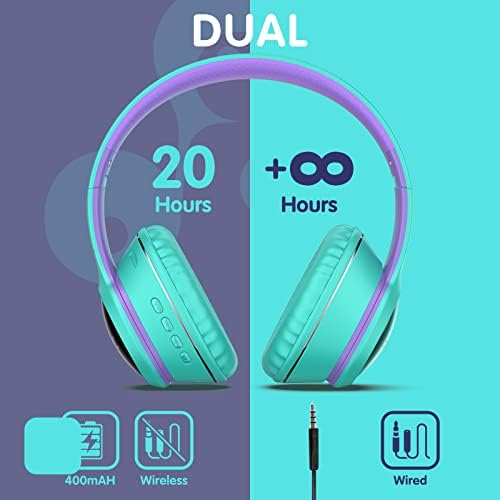 Vibrant Purple Kids Bluetooth Headphones – Safe Listening with Colorful LED Lights, Ultra-Comfort Earpads, Built-in Microphone, and Travel-Friendly Foldable Design for School & Adventure – Perfect for Online Learning and Playtime