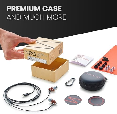Experience Exceptional Sound: Symphonized Bubinga Wood i Phone Earbuds with Deep Bass and 90% Noise Cancellation, 3 D Audio Technology, Lightning Connector, and Built-in Microphone for Effortless Control – Perfect Compatibility from i Phone SE to 14