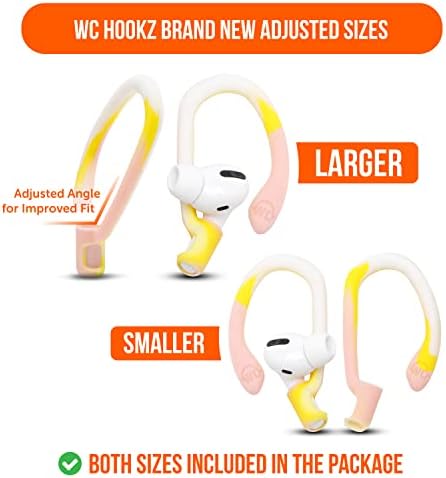 Patented WC Hook Z – Upgraded Over-Ear Hooks for Air Pods Pro 1, 2 & Air Pods 1, 2, 3 | Secure Fit Earbud Accessories with Unique Left & Right Design | Two Size Pairs Included | Winter White | Premium Quality by Wicked Cushions for Maximum Comfort and Stability