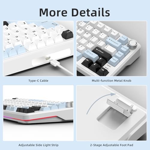 Elevate Your Gaming and Typing with the 75% Wired Hot Swappable Mechanical Keyboard – Customizable RGB Backlighting, Ergonomic Design, and Metal Volume Knob for Ultimate Control (Peach Linear Switch) – Perfect for Gamers and Professionals Alike!