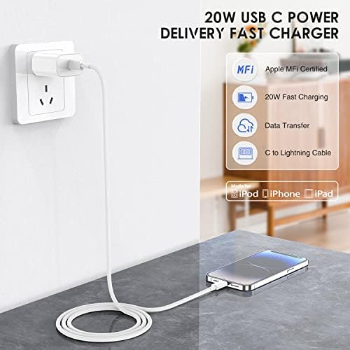 Ultra-Fast 20 W i Phone Charger with 10 ft USB C to Lightning Cable – Stylish Pink Fast Charging Block for i Phone 14 Pro Max, 13, 12, 11, XS, SE, i Pads & Air Pods – Unmatched Compatibility & Durability for On-the-Go Power