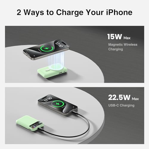 Ultra-Fast Magnetic Power Bank with 11,000 m Ah Capacity and Active Cooling Technology – Transparent Portable Charger for i Phone 14/13/12 Pro & Mag Safe Compatibility – 20 W USB-C Input/Output for Rapid Charging and Enhanced Device Safety